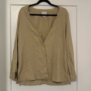 Melrose And Market Collarless Linen Blazer In Beige Khaki